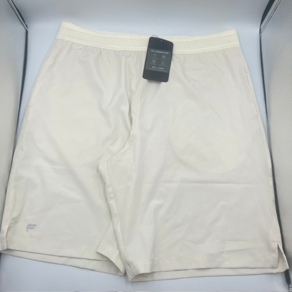 Fabletics Men's Fundamental Beige Phone Pocket Sweat Wicking‎ Shorts Size Large